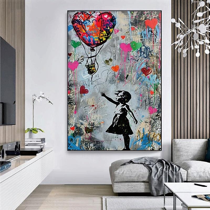 Banksy Mädchen Graffiti Ölgemälde handgemalt Pop Art Gemälde berühmte Leinwand Banksy Mädchen Kunstwerk Gemälde Banksy Ballon Leinwand Gemälde Wanddekoration Kunstwerk Gemälde 2025 - $325.69 –P6