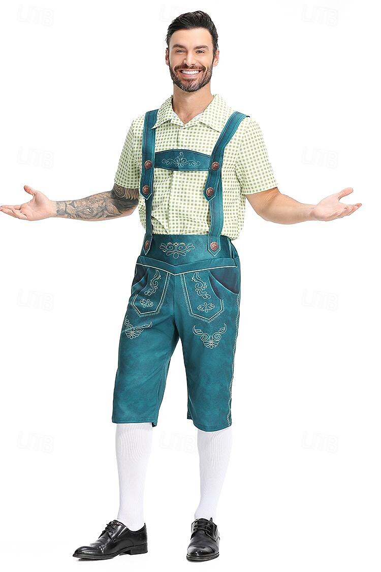 Karnawał Piwo Oktoberfest Kostium Stroje Lederhosen Koszula Bawaria Niemiecki Monachium Łąki Męskie Tkanina w stylu tradycyjnym Koszula Szorty 2025 - $38.99 -P14