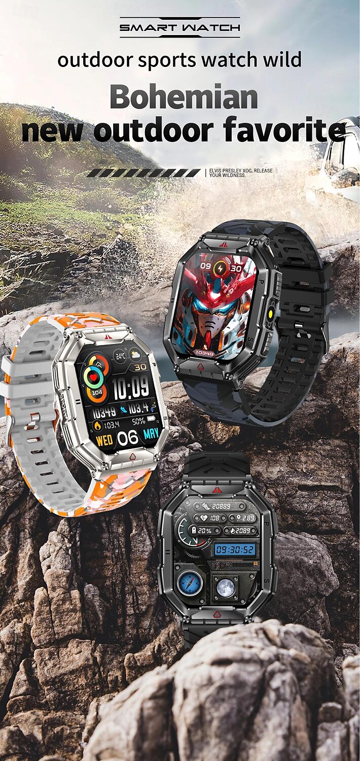 696 KR82 Ceas inteligent 2.1 inch Uita-te inteligent Bluetooth ECG + PPG Pedometru Reamintire Apel Compatibil cu Android iOS Dame Bărbați Telefon Hands-Free Reamintire Mesaj IP 67 Carcasă de ceas de 2025 - $59.99 –P1