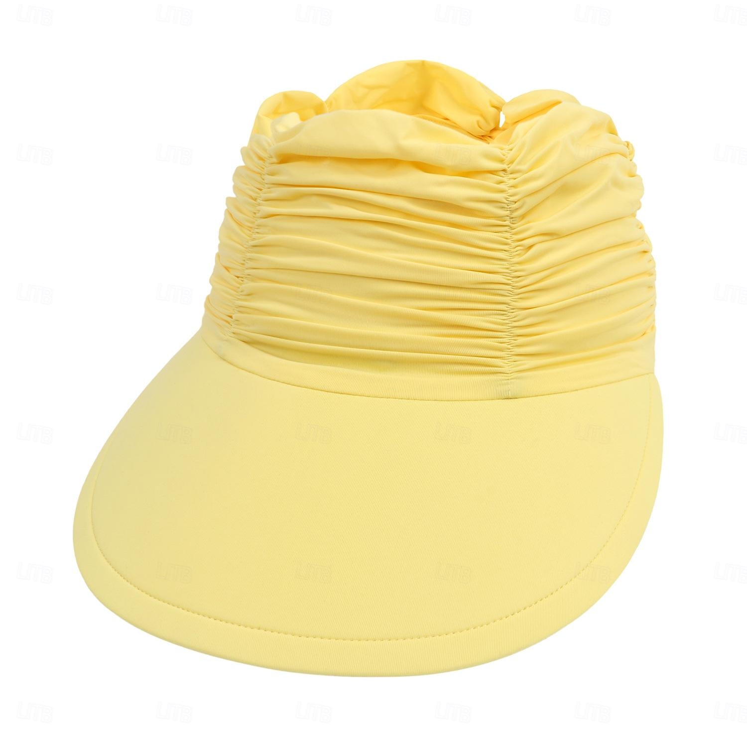 Modischer, einfarbiger UV-Sonnenschutz für Damen mit breiter Krempe, Visier, modischer Aufdruck, geraffter Sonnenschutz, leerer Sommer-Strandhut 2025 - $8.99 –P10