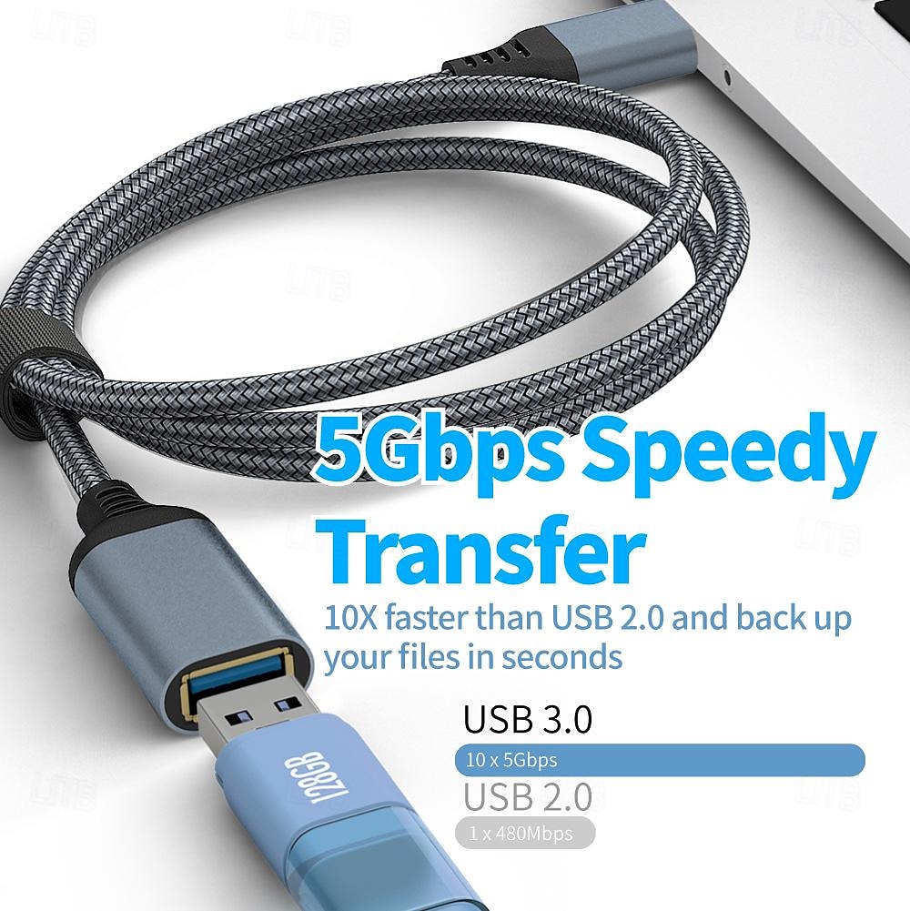 2025年 ナイロン編組 USB 3.0 オス - メス 高速伝送データ ケーブル コンピューター ハード ドライブ カメラ プリンター 延長ケーブル  コレクション – $15.99 –P2