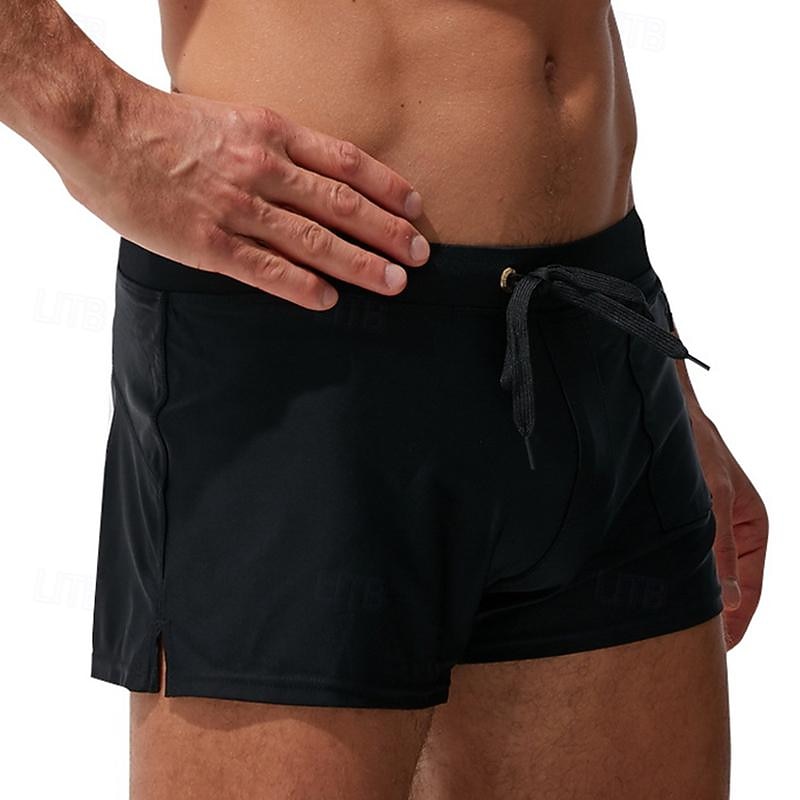 Men's Board Shorts Swim Shorts Swim Trunks Drawstring Elastic Waist Plain Comfort Quick Dry Short Holiday Beach Weekend Fashion Casual Black White Micro-elastic 2026 - $13.49 –P13
