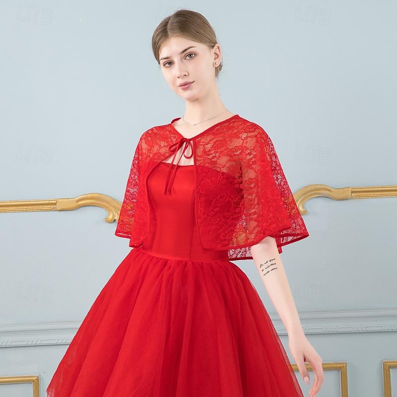 Sjalar Sjalar till damer Bolero Elegant Brudkläder Halvlång ärm Polyester Brudsjalar Med Ren Färg Till Fest Vår & sommar 2025 - $20.99 –P6