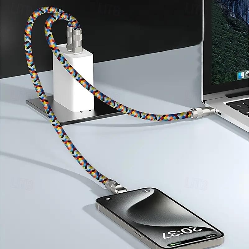 Cable de carga rápida USB C a C con cordón PD 60 W USB tipo C cargador de doble cabezal y cable de sincronización de datos compatible con teléfonos inteligentes Samsung Xiaomi Huawei Redmi Oneplus 2025 - $18.99 –P3