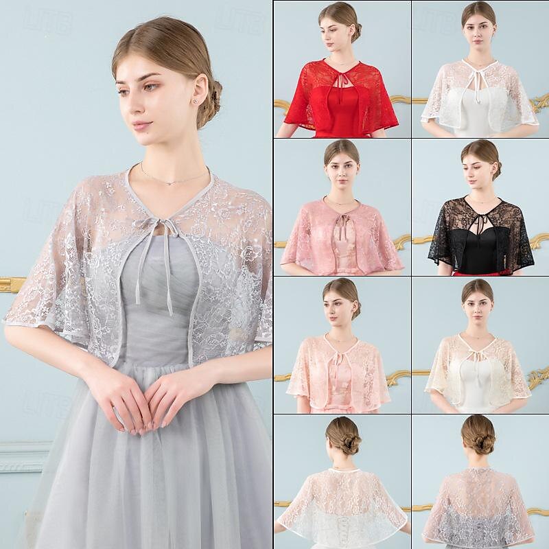 Sjalar Sjalar till damer Bolero Elegant Brudkläder Halvlång ärm Polyester Brudsjalar Med Ren Färg Till Fest Vår & sommar 2025 - $20.99 –P1