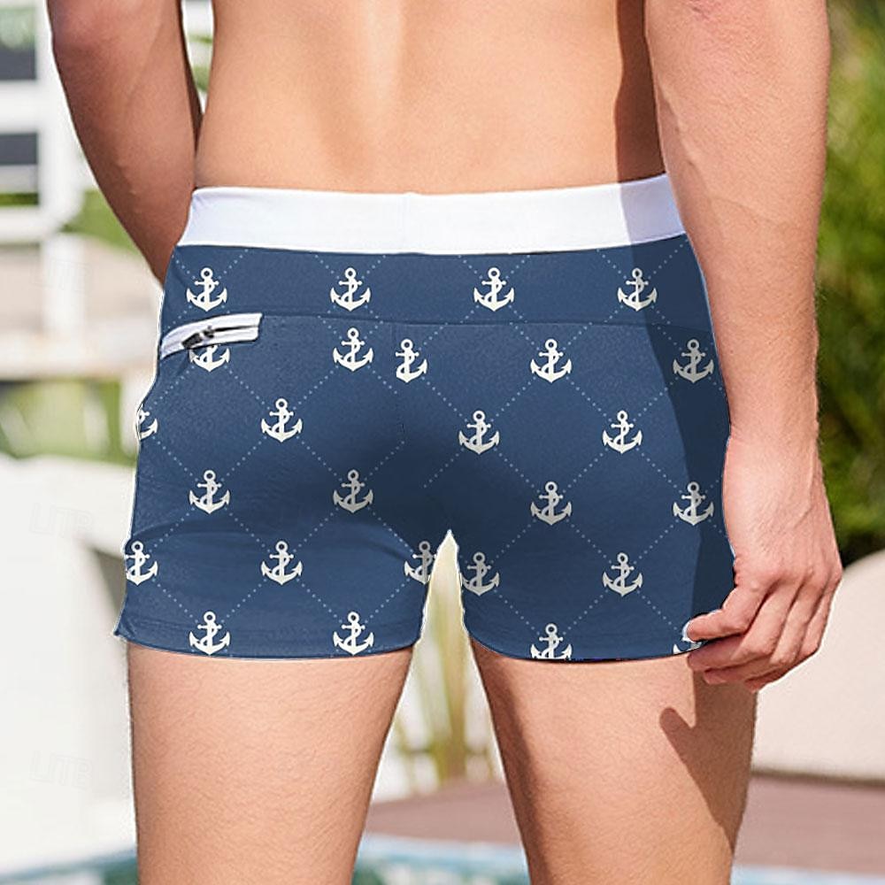 Men's Anchor Swimming Trunks Board Shorts Swim Shorts Mid Waist Fashion Designer Surfing Holiday Beach Pocket Drawstring Elastic Waist Designer Clothing Apparel 2025 - $19.99 –P2