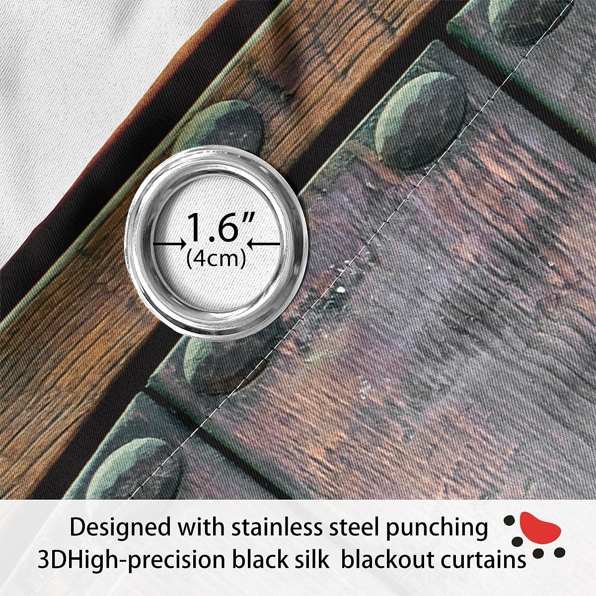 Vintage Wooden Blackout Curtains Door Insulation Outdoor Balcony Rest Living Room Home Decoration 2-piece Set of 3d Digital Printing Perforated 2025 - $39.99 –P1