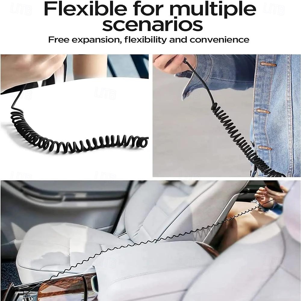 5A Type C Data Cable Spring Telescopic Fast Charging Cord Car USB C Charge Cord for Android Phone Accessories for Xiaomi Samsung 2025 - $11.99 –P8