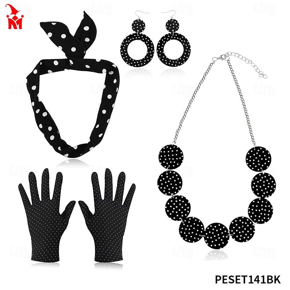 Винтажные платья в горошек наряды 1950-х годов набор аксессуаров ожерелье ободок наряд в горошек костюм для женщин на Хэллоуин маскарад выступление вечеринка на Хэллоуин вечерняя одежда серьги ободок 2026 - $19.49 –P6