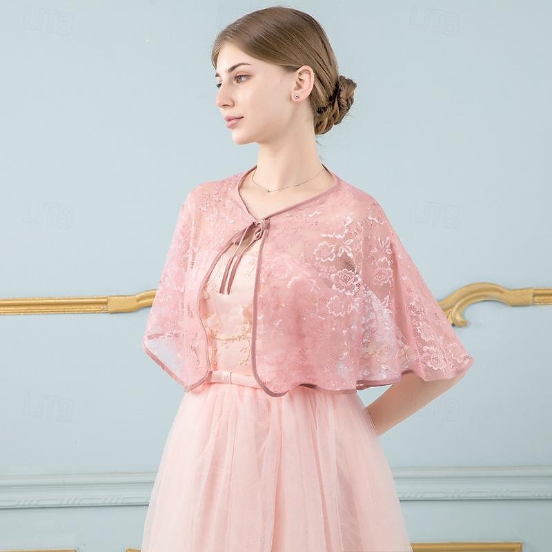 Sjalar Sjalar till damer Bolero Elegant Brudkläder Halvlång ärm Polyester Brudsjalar Med Ren Färg Till Fest Vår & sommar 2025 - $20.99 –P9
