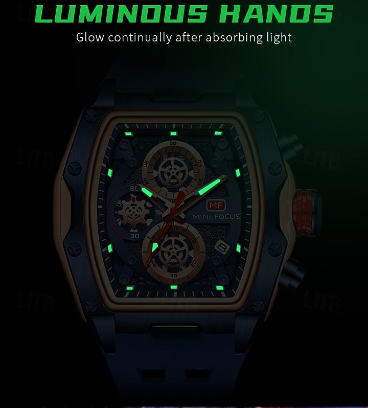 MINI FOCUS Men Quartz Watch Outdoor Fashion Casual Wristwatch Luminous Calendar Waterproof Decoration Silicone Gel Watch 2025 - $35.99 –P9