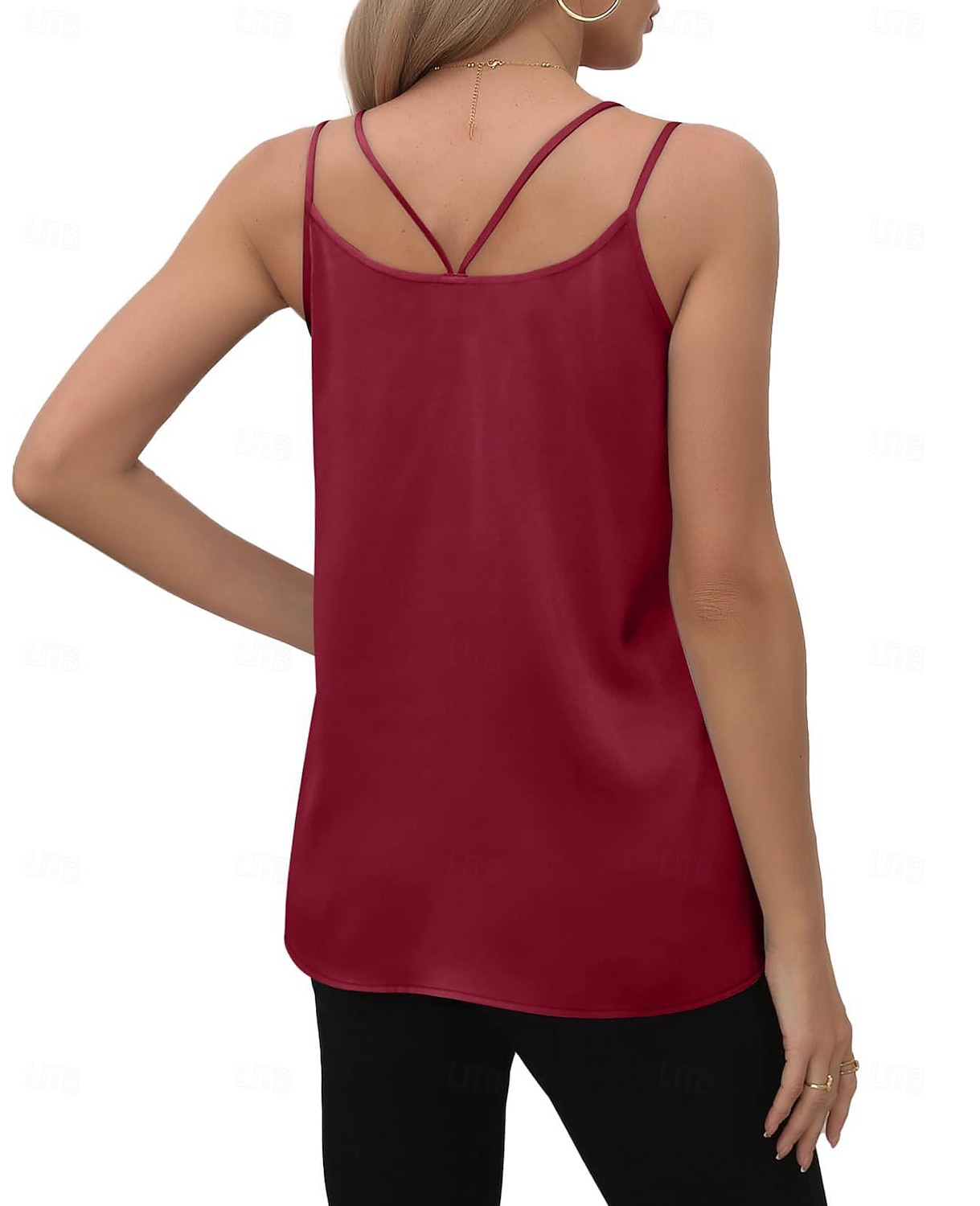 Damen Cami Tank Top Lässig Ärmellos Reguläre Tops V-Ausschnitt Urlaub Täglich Weiß Wein Grün Beige Sommer 2025 - $22.99 –P10