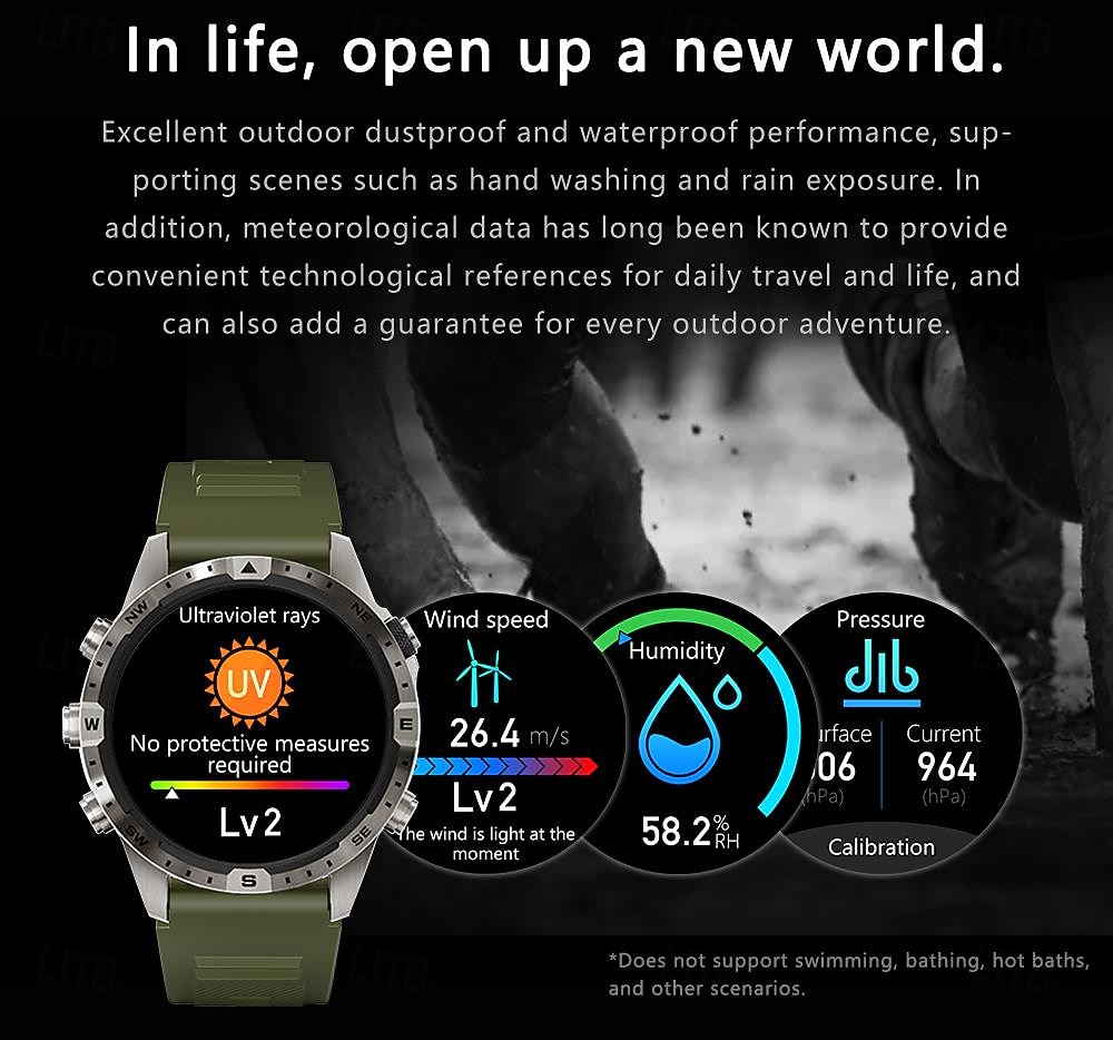 Alloy Outdoor Sports Smartwatch Men Compass 1.6inch 360*360 HD Screen Bluetooth Call Health Monitoring Smart Watch Man 2025 - $49.99 –P16