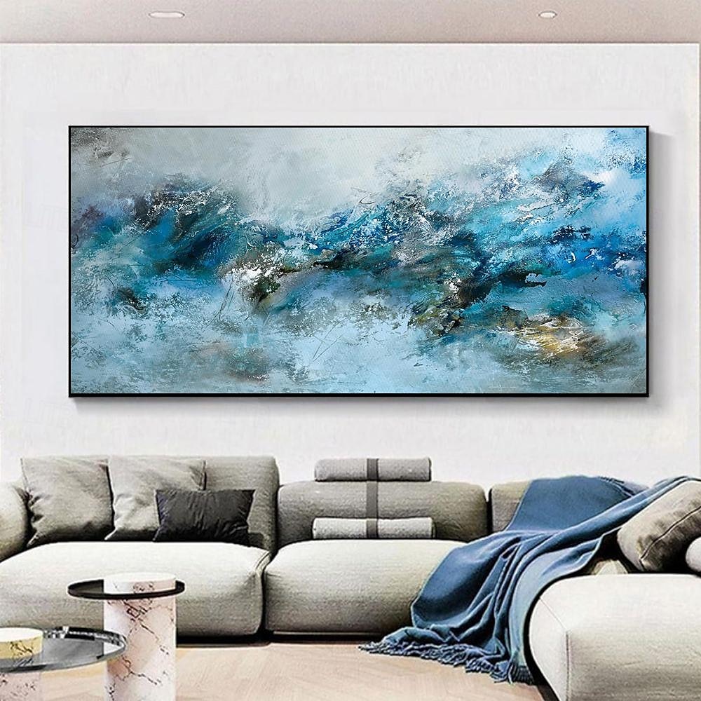 Handmade Oil Painting Canvas Wall Art Decoration  Modern Abstract Texture Blue Mountain Landscape for Home Living Room Decor Rolled Frameless Unstretched Painting 2025 - $54.99 –P4