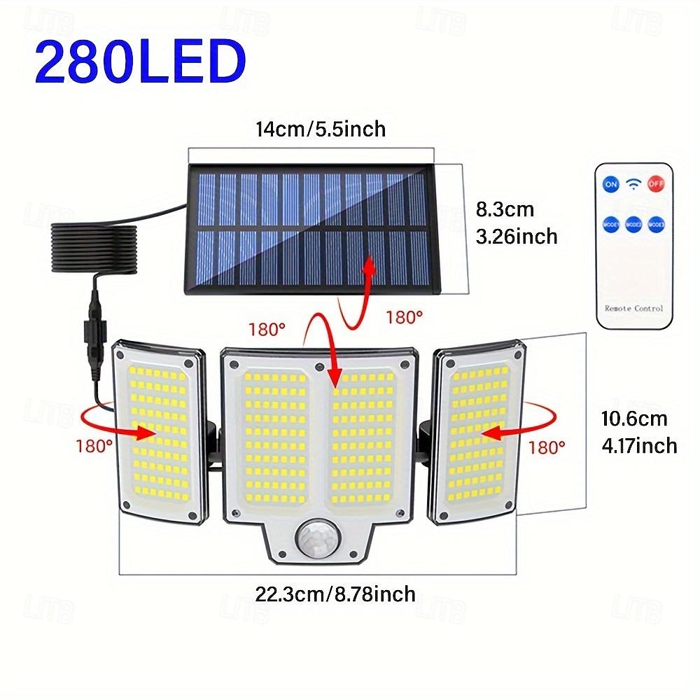 Solar Flood Lights Shustar-280 LED Outdoor Solar Light with Motion Sensor Solar Security Light with Remote Control 3 Modes 3-Head with Extension Cable for Yard Garage Porch 2025 - $42.99 –P3