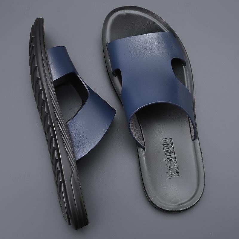 Miesten mustat slip-on-sandaalit säädettävillä hihnoilla ja pehmeällä pohjalla, minimalistiset avokärkiset kesäkengät rannalle, rentoon kävelyyn ja jokapäiväiseen käyttöön. 2025 - $32.99 –P9