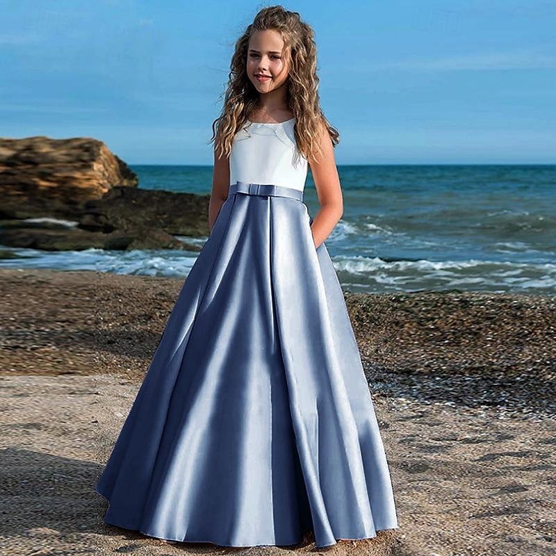 kinderkleidung Mädchen Party Kleid Feste Farbe Ärmellos Leistung Gitter Prinzessin Süß Gitter Mitte der Wade Etuikleid Tüll-Kleid Sommer Frühling Herbst 2-12 Jahre Schwarz Weiß Champagner 2025 - $60.99 –P6