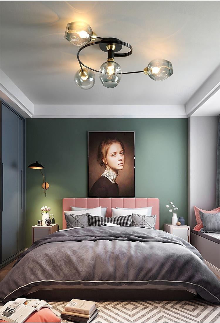 Luz de teto led 4/6 cabeça de vidro metal e27 nórdico criativo mágico lâmpada de teto pequeno quarto, lustre pessoal conciso moderno, para sala de estar comercial lâmpada de sala de jantar, sala de de 2025 por $331.19 –P6