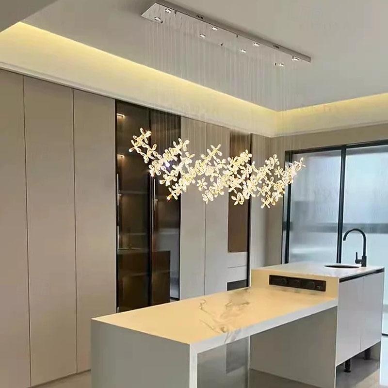 Lustre led branco quente 100cm 8 luzes design exclusivo lustre de flor de cristal restaurante luxo arte italiana bar ilha candeeiros de mesa criativo metal sala de jantar 110-240v de 2026 por $593.19 –P4