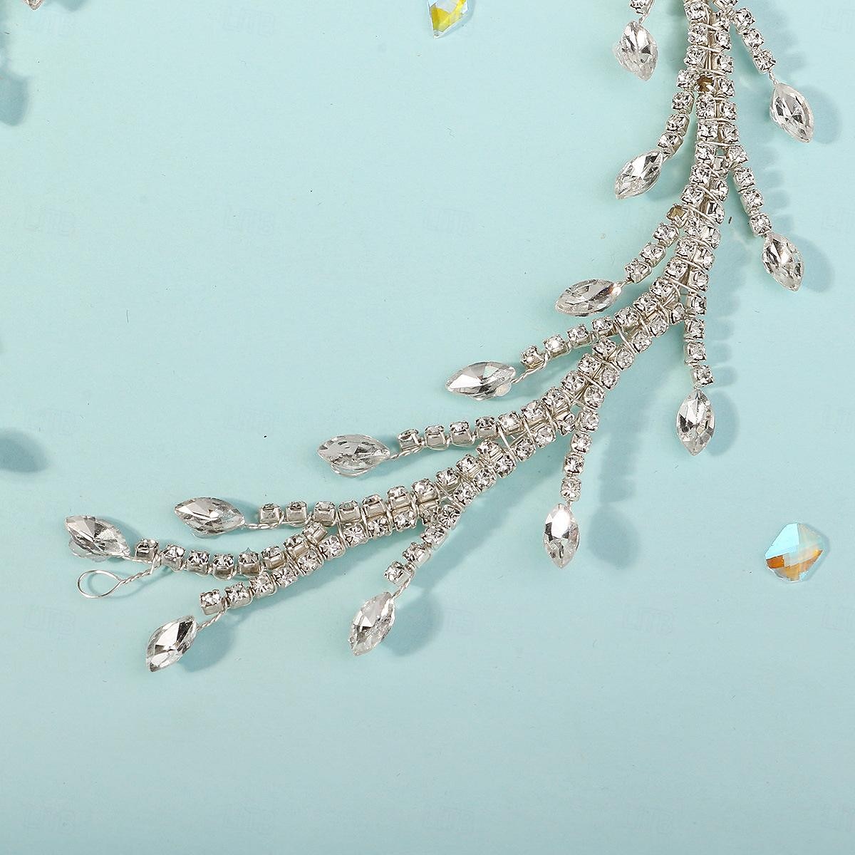 Crown Tiaras Κεφαλές Τεμάχια Κεφαλής Στρας Κράμα Γάμου κοκτέιλ Πολυτέλεια Ρετρό Με Τεχνητό διαμάντι Κρυστάλλινη λεπτομέρεια Ακουστικό Καπέλα 2026 - $37.99 –P3