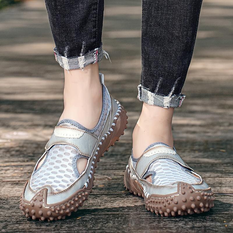Homens Sandálias sapatos feitos à mão Caminhada Casual Ao ar livre Férias Praia Com Transparência Respirável Confortável Antiderrapante Sem Atacadores Preto Marron Bege Primavera Outono de 2025 por $49.99 -P19