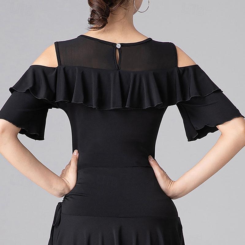 Dans Latin Dans de Societate Leotard / Onesie Decupat Culoare Pură Despicare Pentru femei Performanță Antrenament Manșon scurt Înalt Poliester 2026 - $46.99 –P1