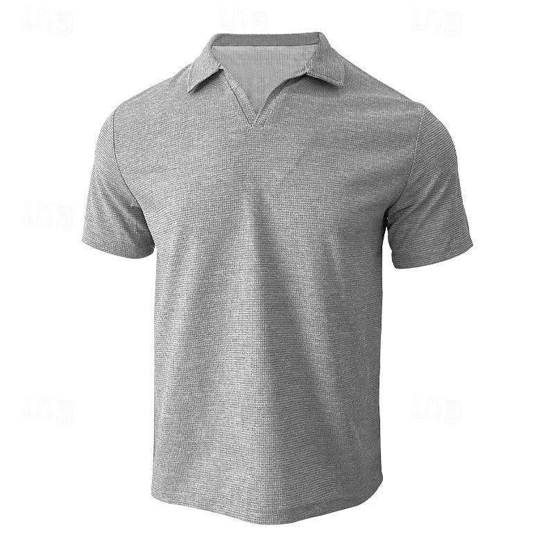 Per uomo Polo a nido d'ape Camicia da golf Golf Informale Sport Bavero Manica corta Essenziale Moderno Liscio Classico Primavera estate Standard Nero Bianco Blu Cachi Grigio Polo a nido d'ape del 2025 a $17.99 –P3