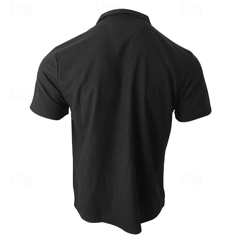 Per uomo Polo a nido d'ape Camicia da golf Golf Informale Sport Bavero Manica corta Essenziale Moderno Liscio Classico Primavera estate Standard Nero Bianco Blu Cachi Grigio Polo a nido d'ape del 2025 a $17.99 –P16