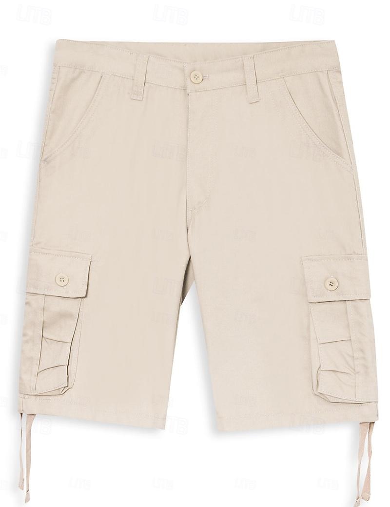 Herre Cargoshorts Shorts Bermudashorts Multi lomme Rett ben Ensfarget Anvendelig Utendørs Knelengde utendørs Avslappet Strand Klassisk Svart Kakifarget Høy Midje Uelastisk 2025 - $25.99 –P4