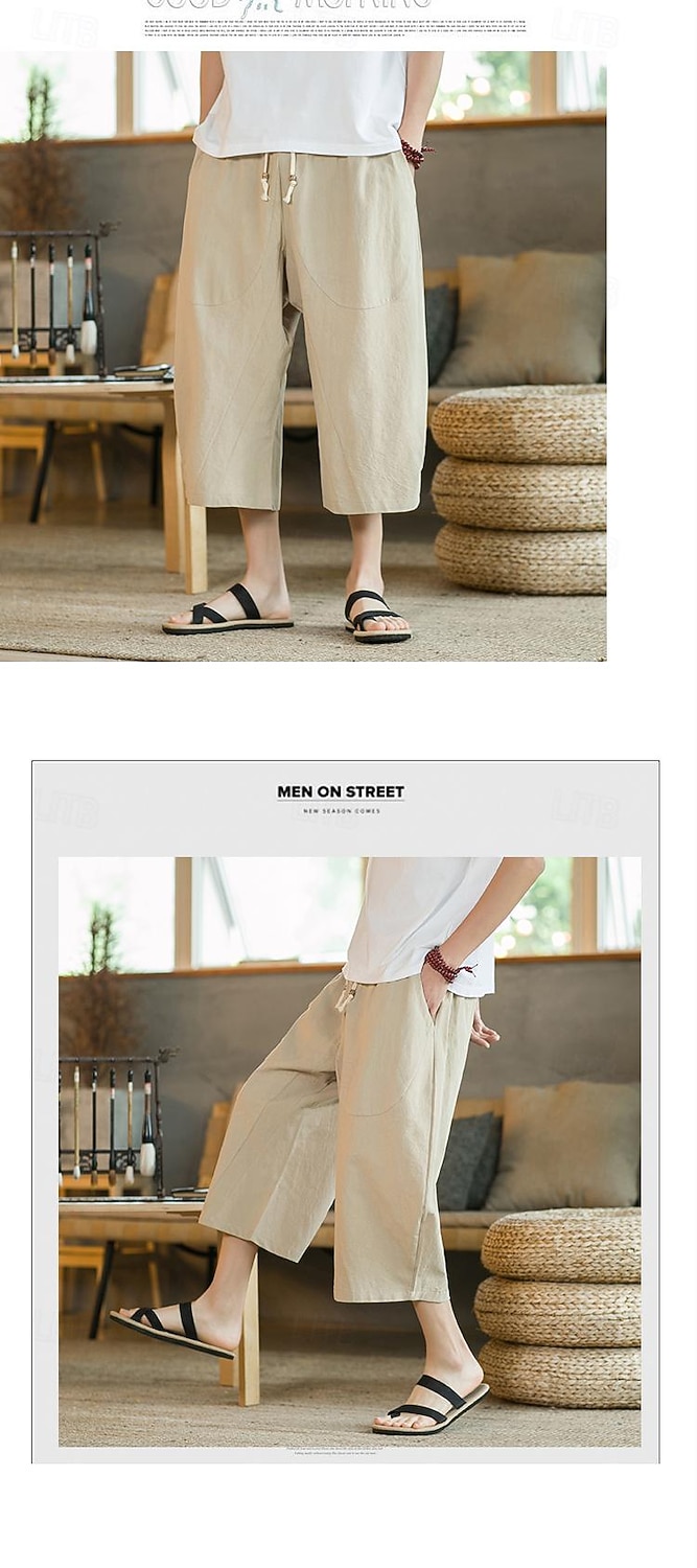 Bărbați Pantaloni de in Pantaloni harem Pantaloni Capri Buzunar Mată Sport Lungime gambă Muncă Casual Casual Potrivire Largă Negru Roșu Vin Inelastic 2026 - $22.99 –P10