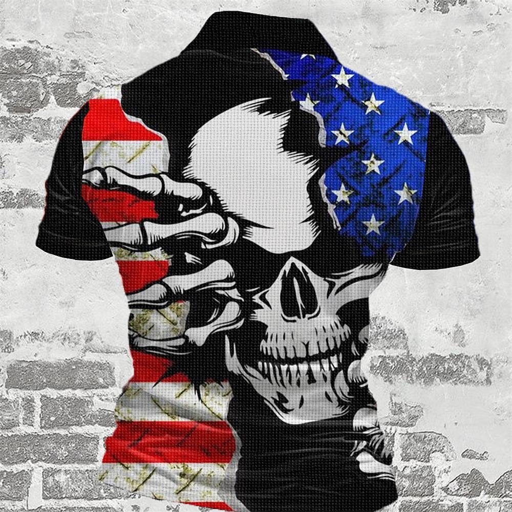 2026 250:e Herrarnas Amerikanska Flagga Veteraner Våffel Poloshirts Golfskjorta Kortärmade Poloshirts Kragade Skjortor Streetwear Semesterkläder Festkläder 3D Utskrift Knappar Sommar Vår Svart 2026 - $23.99 –P2