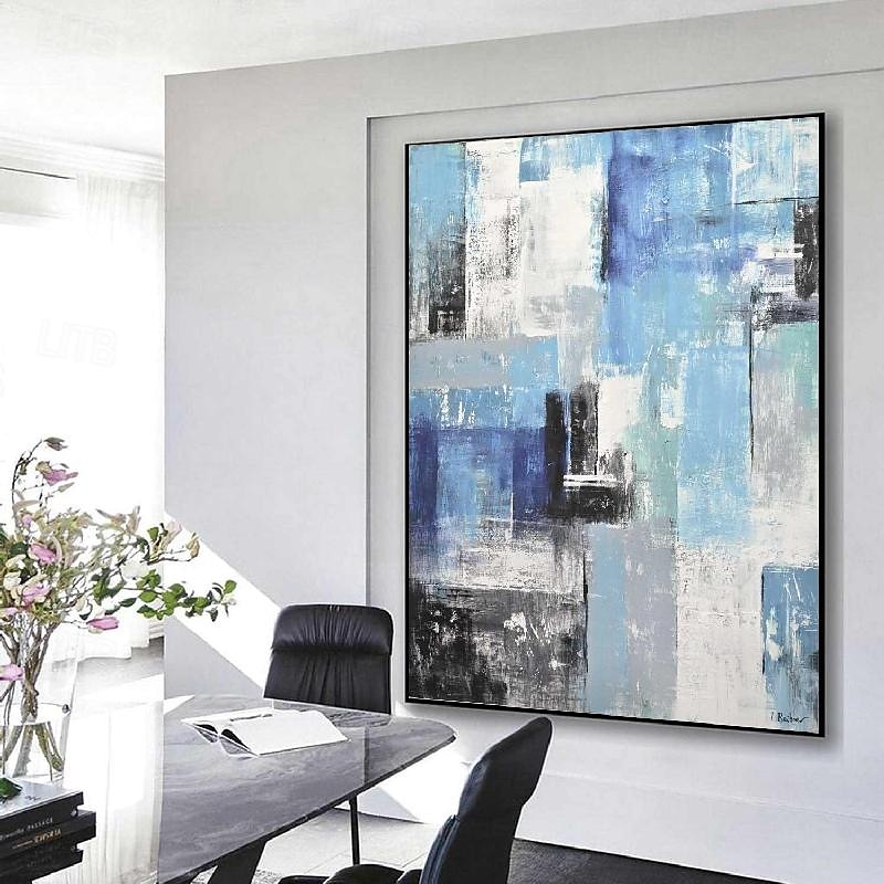 abstraktes Skyline-Gemälde, handgemalt, extragroßes Wandkunst-Gemälde, handgemachtes blaues Landschaftsgemälde auf Leinwand, großes Wandkunst-blaues abstraktes modernes Gemälde für Schlafzimmer, 2025 - $125.99 –P13