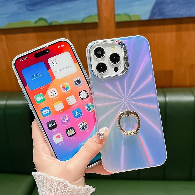 טלפון מגן עבור אייפון 16 iPhone 15 Pro Max iPhone 14 Pro Max אייפון 13 פרו מקס כיסוי אחורי בלינג גליטר מבריק אבזם טבעת עמיד בזעזועים TPU צפוי 2025 - $15.99 –P10