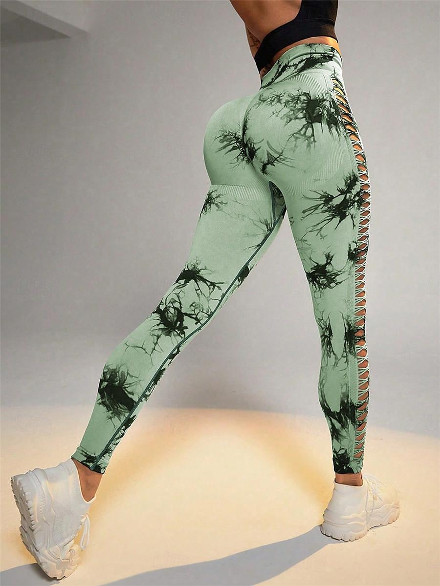 Mujer Pantalones de yoga Mallas Leggings de Yoga Cortado Alta cintura Yoga Entrenamiento de gimnasio Pilates Mallas Leggings Tie-dye Negro Gris oscuro Verde Deportes Ropa de Deporte Elástico Delgado 2025 - $21.99 –P1