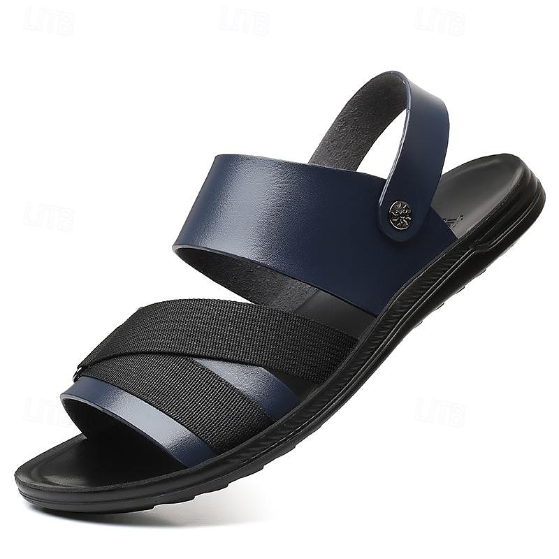 Miesten mustat slip-on-sandaalit säädettävillä hihnoilla ja pehmeällä pohjalla, minimalistiset avokärkiset kesäkengät rannalle, rentoon kävelyyn ja jokapäiväiseen käyttöön. 2025 - $32.99 –P6