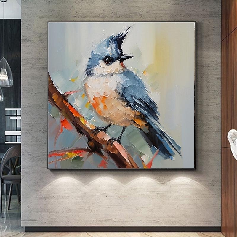 Handmade Abstract Deer Oil Painting on Canvas Textured Wall Art Animal Painting Textured Deer Painting Abstract Wall Art Textured Bird parrots oil painting for Wall Decor Gift 2025 - $108.99 –P2