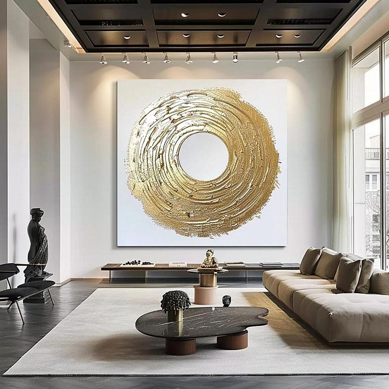 Hand Painted Modern Canvas Circle Gold Foil Abstract Pattern Nordic Abstract Wall Art Home Decor Module Living Room Nordic Home Decor Painting Home Decor Stretched Frame Ready To Hang Or No Frame 2025 - $150.99 –P9