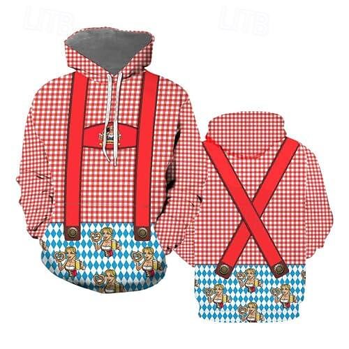 Felpa con cappuccio Lederhosen 3D Casual Bavarese Manica a Vescovo Tasca Frontale Grafico per Per uomo Adulti Stampa 3D  per Carnevale Birra Oktoberfest Vacanza Feste del 2026 a $29.99 –P1