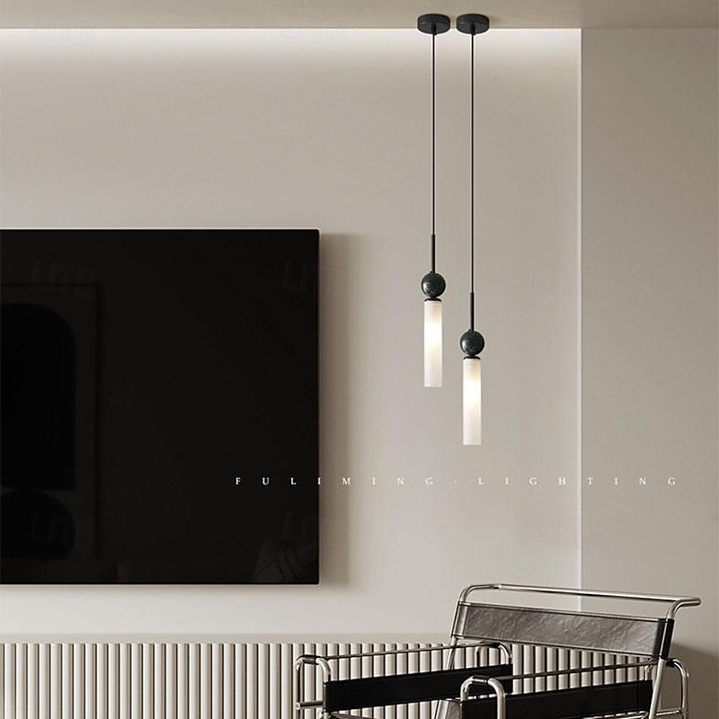 2025年 LEDペンダントライト キリナシェイプ 大理石真鍮ペンダントライト、3色ライトペンダントランプ、G9光源、シンプルなイタリア製シャンデリア、リビングルーム用天井照明器具  コレクション – $138.99 –P9