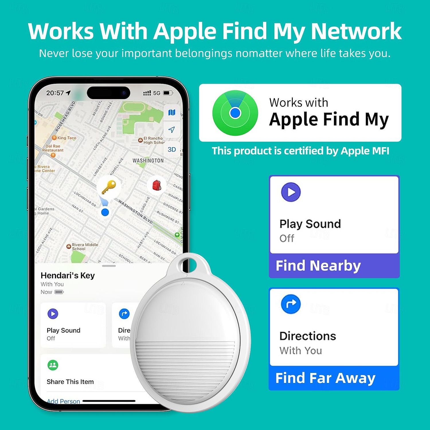 умный GPS-трекер для ios локатор телефона для ios найти мой трекер ограничение расстояния поиск глобального позиционирования потерянные ключи кошелек багаж 2025 - $15.99 –P3