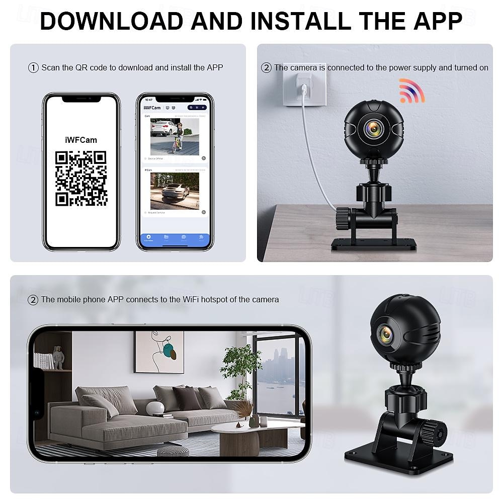 mini wifi-kamera, 1080p hd spionkamera dold med ljud och video, minikamera med nattseende rörelsedetektering för utomhus/inomhus 2026 - $35.99 –P2