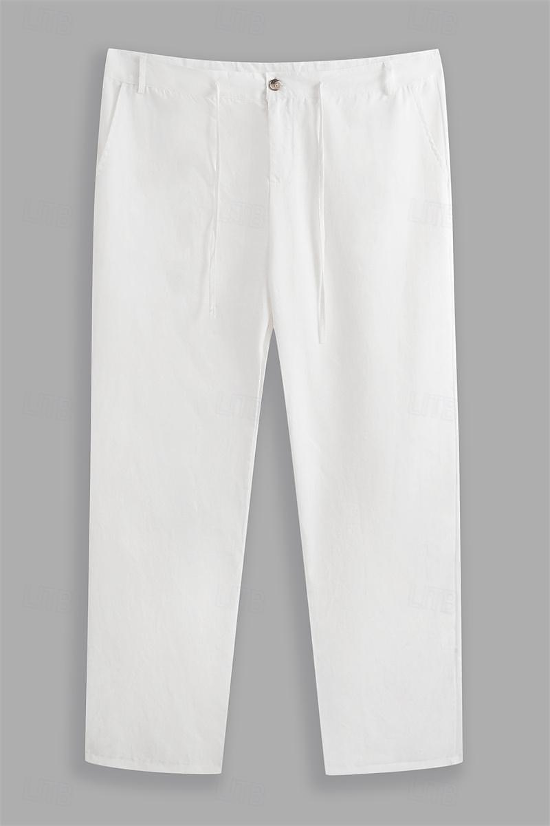 Per uomo Pantaloni di lino Pantaloni Pantaloni estivi Pantaloni da spiaggia Tasca frontale Gamba dritta Liscio Comfort Traspirante Informale Giornaliero Per eventi Di tendenza Originale Bianco Blu del 2026 a $11.49 –P7
