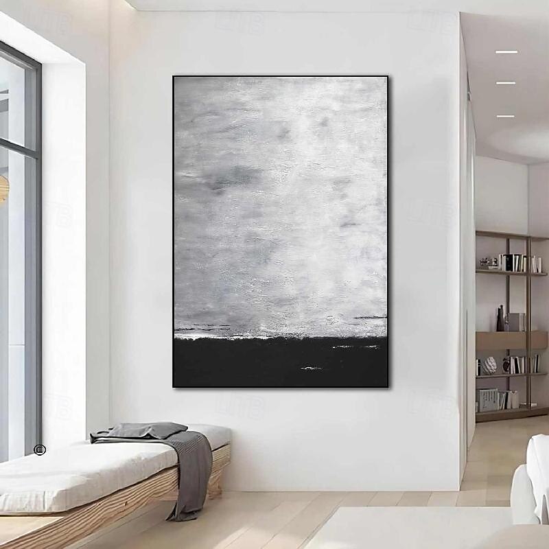 abstraktes Gemälde, handgemalt, extragroßes Wandkunstgemälde, handgemachtes graues Landschaftsgemälde auf Leinwand, große Wandkunst, abstraktes modernes Gemälde für Schlafzimmer, Wohnzimmergemälde 2025 - $125.99 –P2