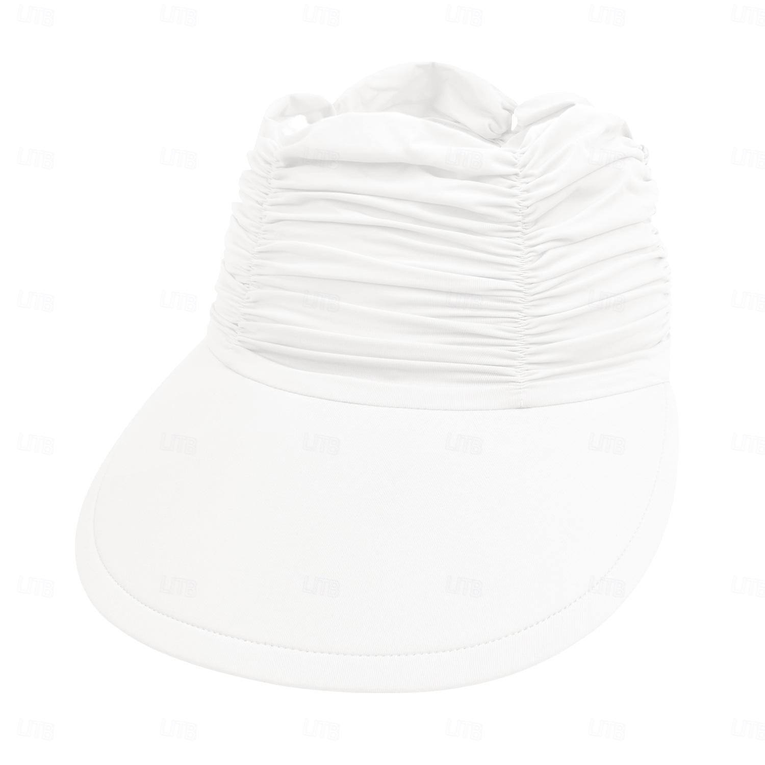 Modischer, einfarbiger UV-Sonnenschutz für Damen mit breiter Krempe, Visier, modischer Aufdruck, geraffter Sonnenschutz, leerer Sommer-Strandhut 2025 - $8.99 –P5