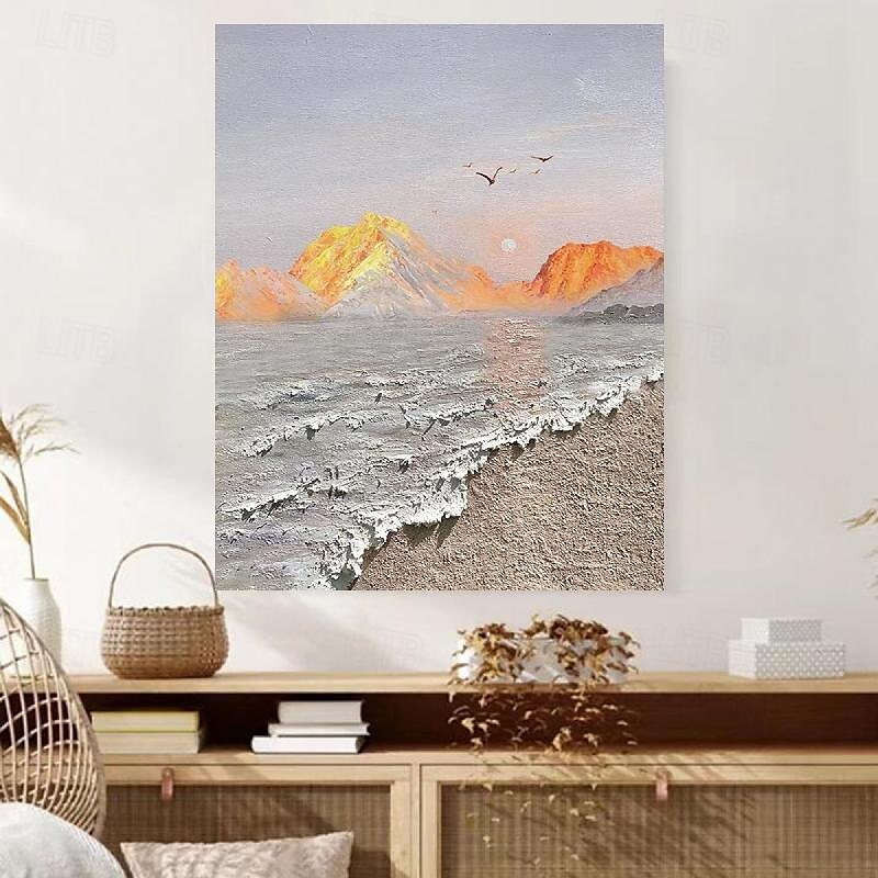 peint à la main 3d minimalisme peinture sur toile abstraite fait à la main art de vague tonale texturé montagne mer peinture art mural wabi-sabi art mural peinture pour salon peinture décoration de de 2025 ? $125.99 –P3