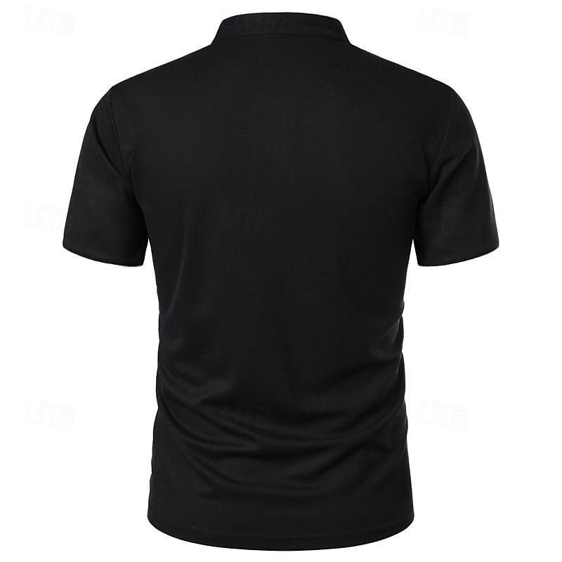 Homme Chemise de golf Polos de Golf Travail Occasionnel Col montant Manche Courte Basique Moderne Bloc de Couleur Patchwork Boutons Printemps & Été Coupe régulière Vin Noir Blanche Rose bleu marine de 2026 ? $7.99 –P14