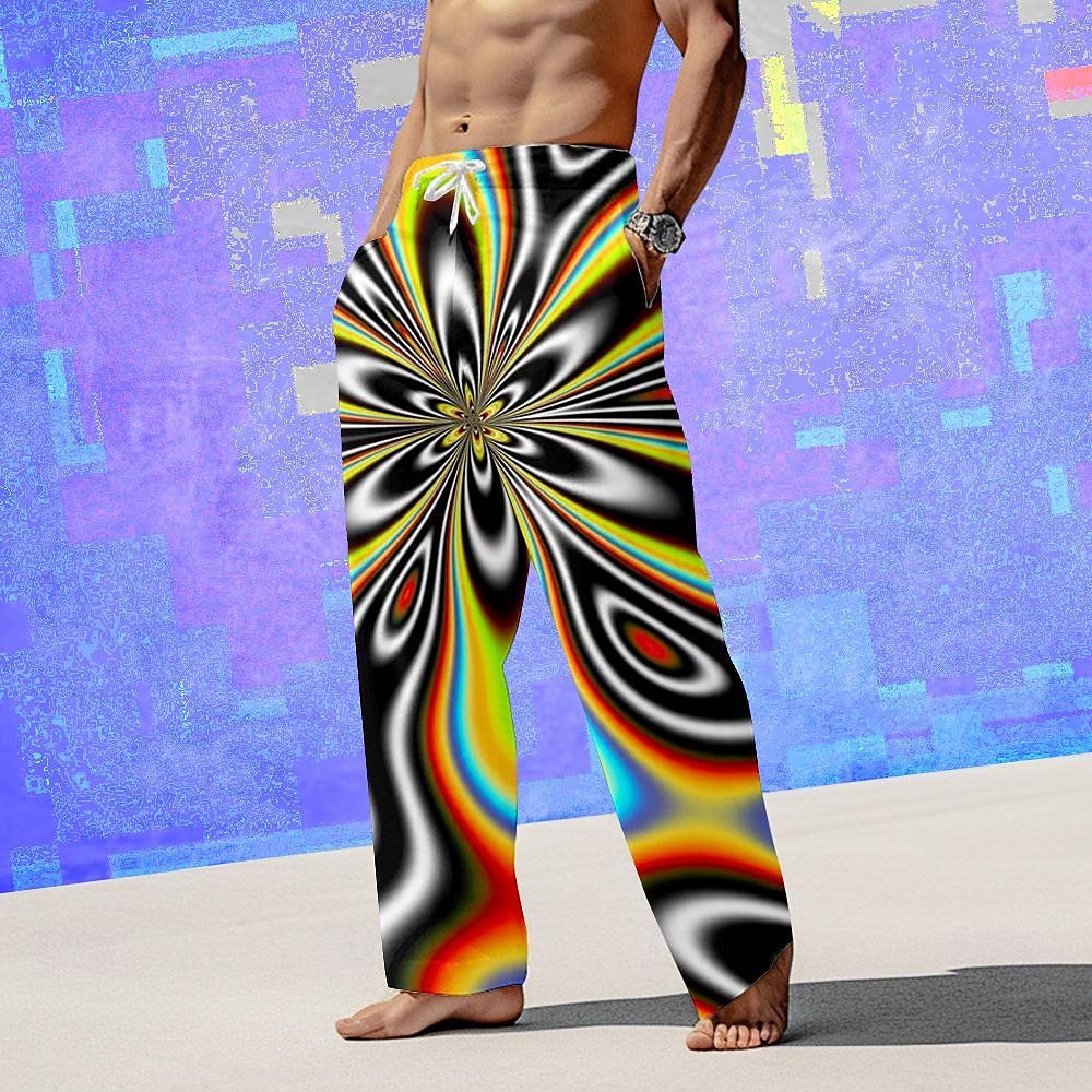 Men's Graphic Trousers Mid Waist Vacation Casual Summer Spring 3D Print Black Pink Blue 2025 - $25.99 –P1