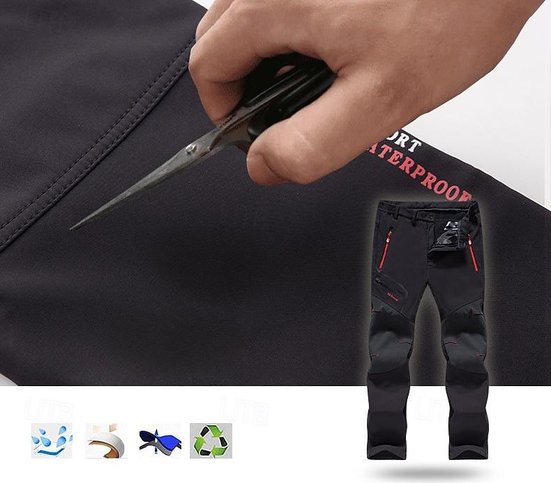 Men's Fleece Lined Pants Waterproof Hiking Pants Trousers Softshell Pants Winter Outdoor Thermal Warm Windproof Breathable Elastic Waist Fleece Bottoms Army Navy Grey Black Hunting Fishing Skiing 2025 - $34.99 –P5