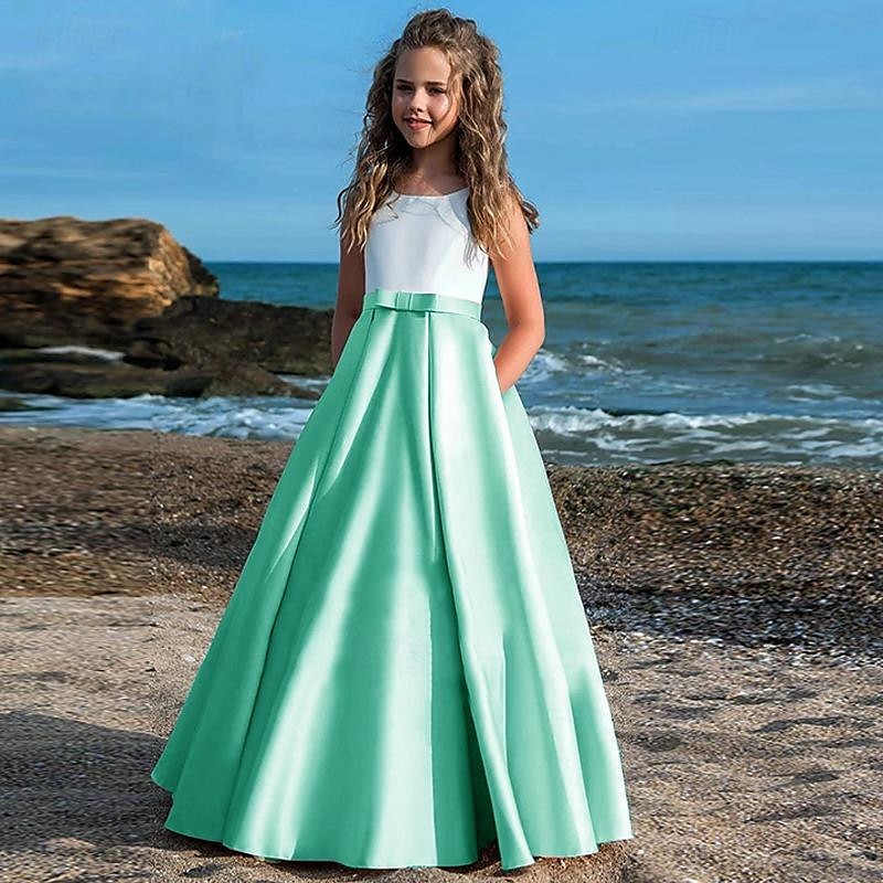 kinderkleidung Mädchen Party Kleid Feste Farbe Ärmellos Leistung Gitter Prinzessin Süß Gitter Mitte der Wade Etuikleid Tüll-Kleid Sommer Frühling Herbst 2-12 Jahre Schwarz Weiß Champagner 2025 - $60.99 –P2