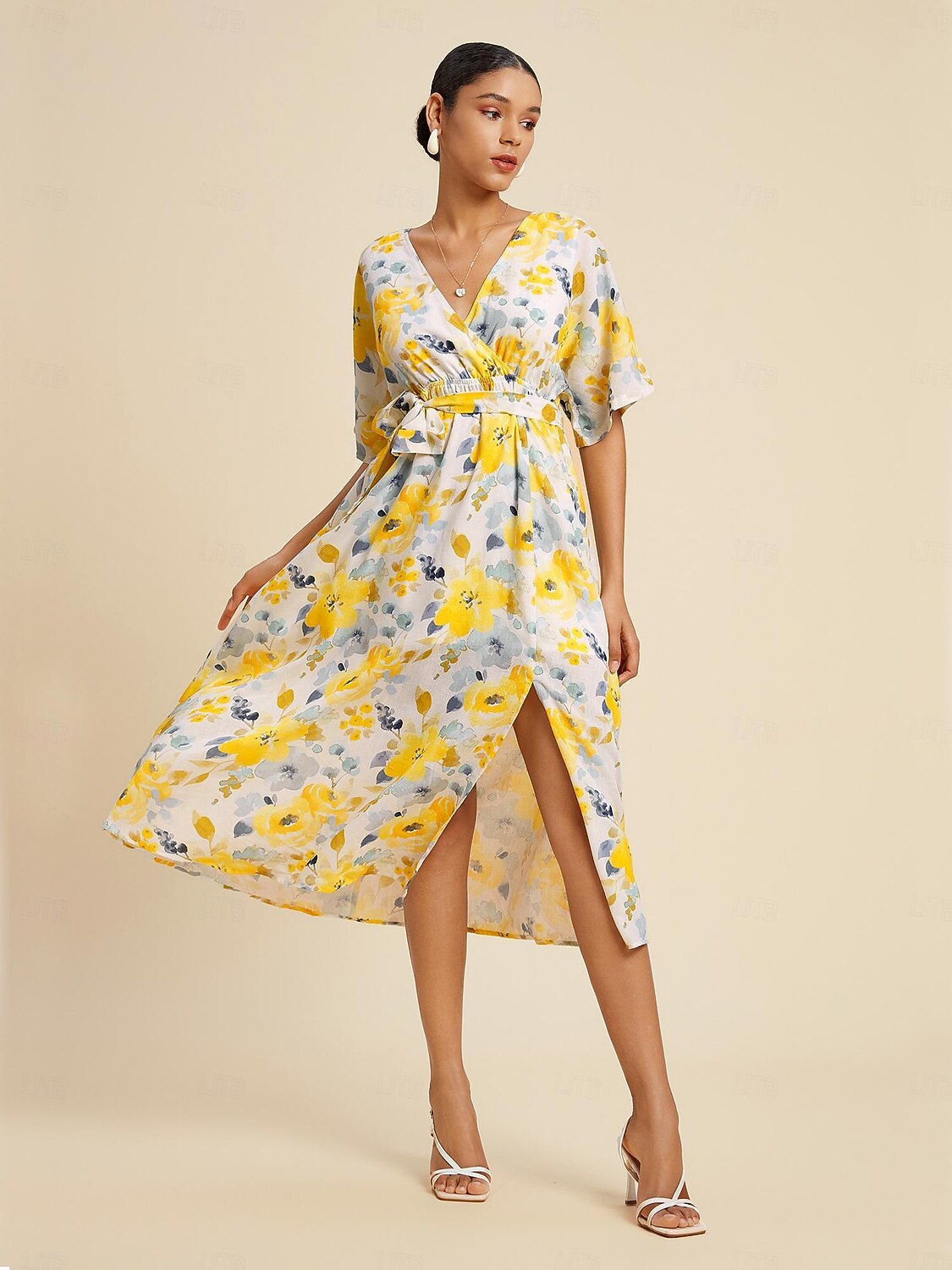 robe mi-longue fluide à imprimé floral de 2025 ? $82.99 –P5
